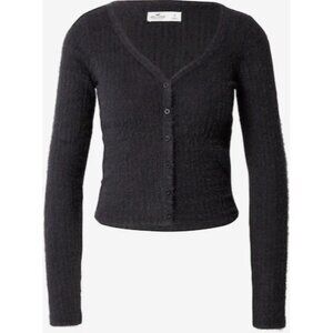 NWT Hollister Black Button Front V-Neck Long Sleeve Soft Fuzzy Sweater Top